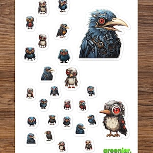 Robot Bird Sticker Variety Small Medium and Large!