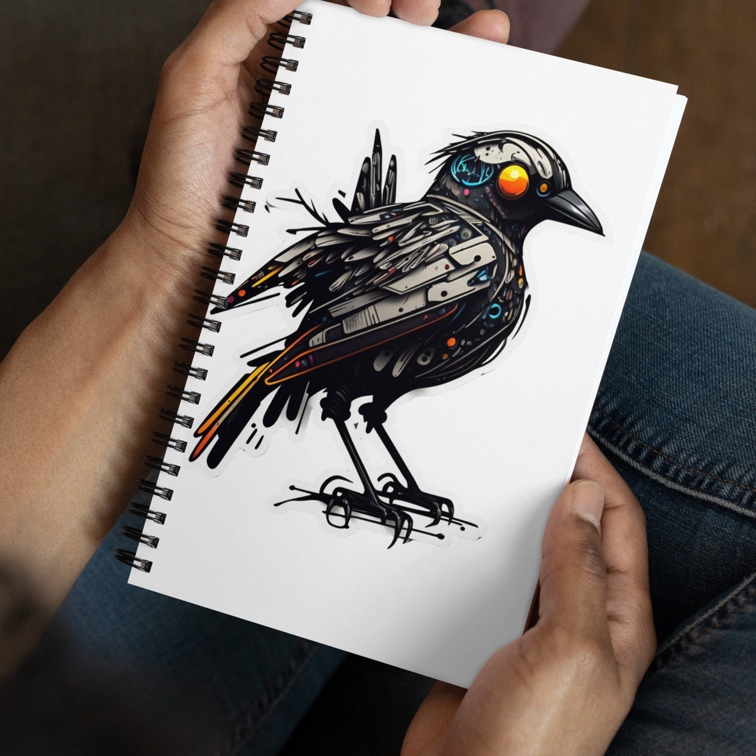 Futuristic Robot Birds Spiral notebook - great gift!
