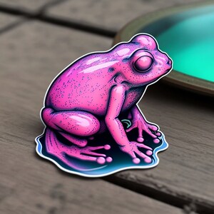 Pink Bubblegum Frog Bubble-free stickers   | Water Bottles, Laptops, and Notebooks - Perfect for Frog Lovers!