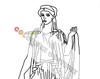 Ancient Greek Woman - printable colouring in page + fact sheet
