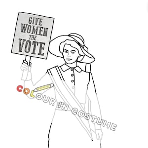 Suffragette: afdrukbare kleurplaat en informatieblad.