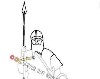 Viking warrior -printable colouring in page + fact sheet