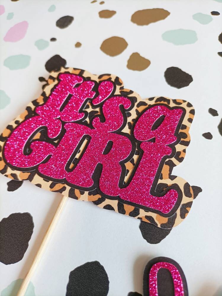 Its a Girl Cake Topper Bundle Baby Shower Cake Toppers, Leopard Party ...