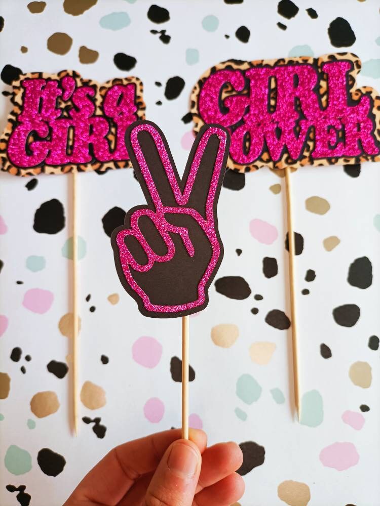 Its a Girl Cake Topper Bundle Baby Shower Cake Toppers, Leopard Party ...