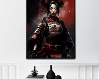 Digital Print | Printable ART | Samurai Geisha v4| japanese | Japan | 5 types of sizes | Digital Download