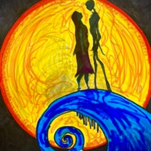 Alptraum vor Weihnachten inspiriert Kunstdruck - Romantische Gothic Fantasy Wand Kunst, Halloween, gruselige Wohnkultur. Jack Skellington und Sally.