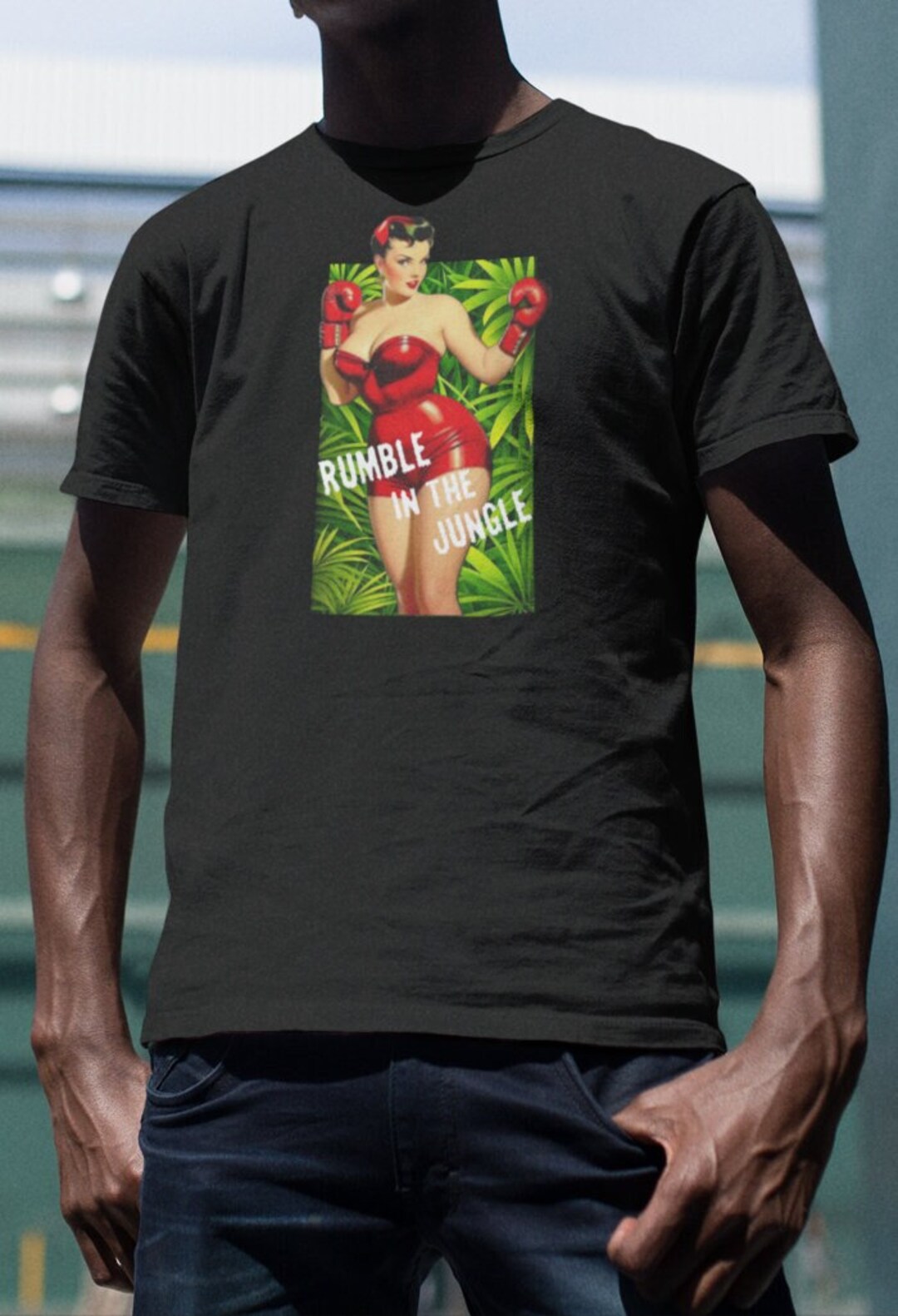 Pinup Girl rumble in the Jungle Boxing Graphic Tshirt Etsy