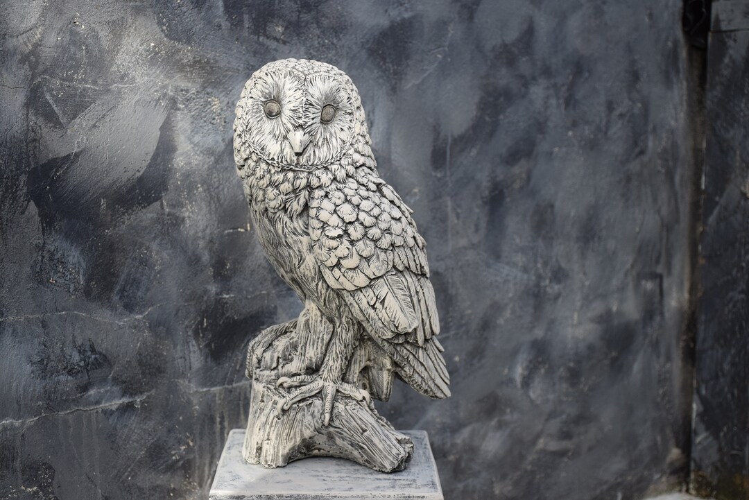 Owl Stone Statue Garden Ornament Concrete Barn Owl Reconstituted Stone