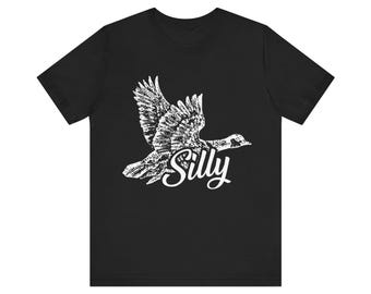 Camiseta con el ganso volador gracioso / Ilustración vintage de un ganso