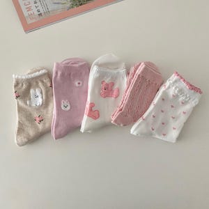 Daily women socks, Pink set, 5-Pack Cute Socks Set, Cozy Animal, Heart  & Stripe Designs, Adorable Gift-Ready Pack