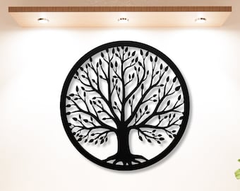 Tree of Life Metal Wall Art: Powder Coated Steel, Indoor/Outdoor Decor