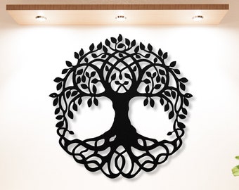 Metal Tree of Life Wall Art: Celtic Decor, Powder Coated Steel