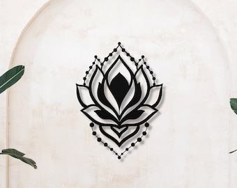 Lotus Flower Metal Wall Art: Yoga Mandala Decor