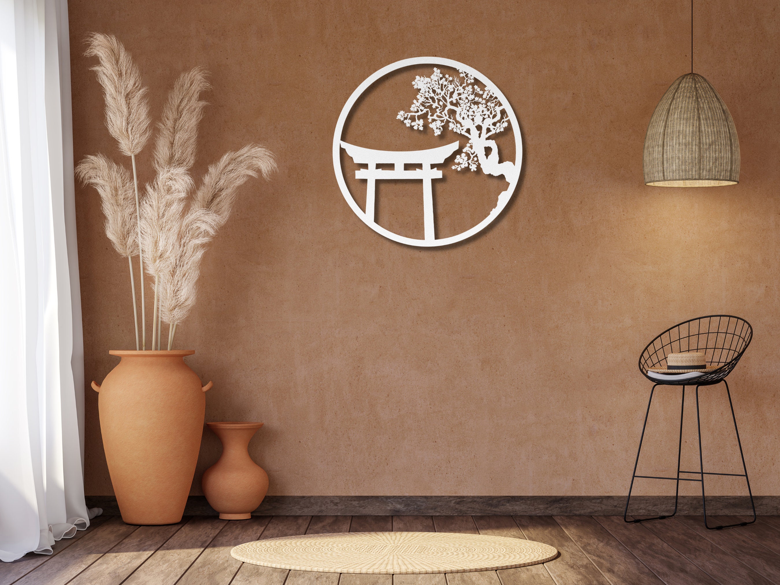 Japanese Metal Wall Art Bonsai Tree Metal Art Cherry Blossom Etsy