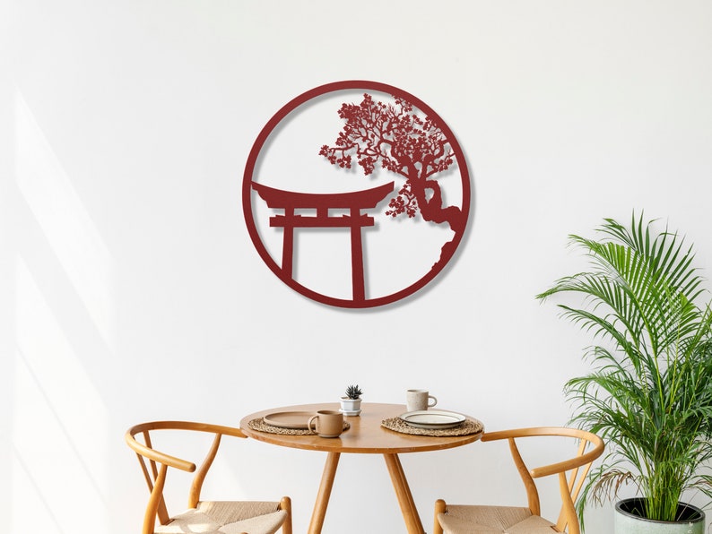 Japanese Metal Wall Art Bonsai Tree Metal Art Cherry Blossom Etsy