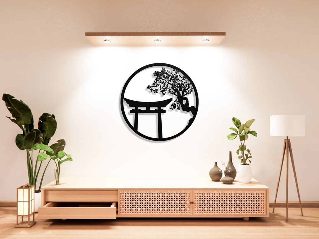 Japanese Metal Wall Art Bonsai Tree Metal Art Cherry Blossom Tree Metal