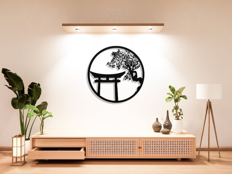 Japanese Metal Wall Art Bonsai Tree Metal Art Cherry Blossom Tree Metal