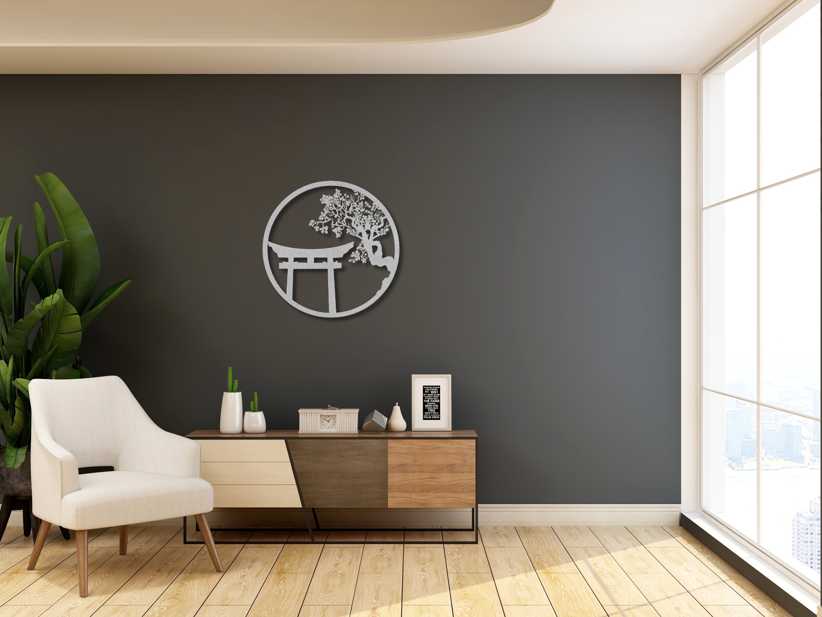 Japanese Metal Wall Art Bonsai Tree Metal Art Cherry Blossom Etsy