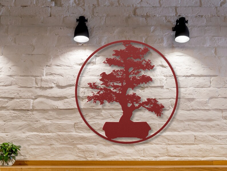 Japanese Bonsai Metal Wall Art Metal Bonsai Tree Bonsai Wall Etsy
