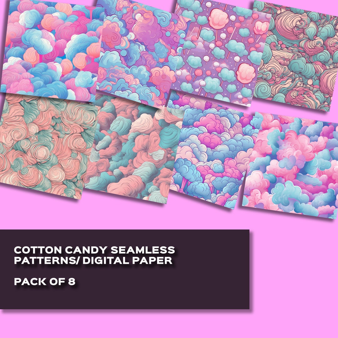 Seamless Pattern Cotton Candy Seamless Patterns Cotton Candy Digital ...