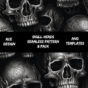 Skull Heads Seamless Pattern Skulls Digital Download Gothic Pattern Digital Images Skull Head