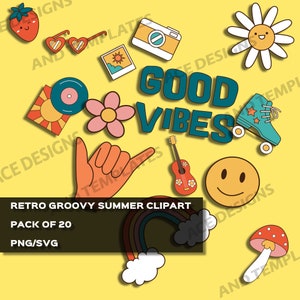 Summer Clipart Groovy Clipart Retro Clipart Hippie Clipart Transparent PNG Summer SVG Groovy SVG Retro Png Summer Logos Groovy Logos