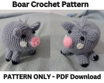 Wild Boar Amigurumi Crochet Pattern, Wild Boar Pig Crochet Pattern, Wild Boar Crochet Pattern, Wild Hog Amigurumi Crochet Pattern