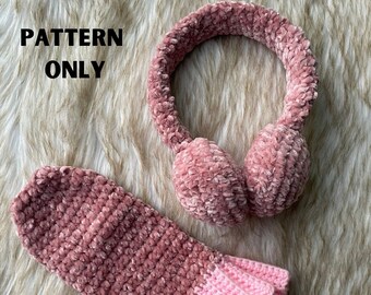 Adult Size Crochet Patterns- Earmuffs and Mittens, Crochet Earmuff Pattern, Crochet Mitten Pattern, English Crochet Pdf Patterns