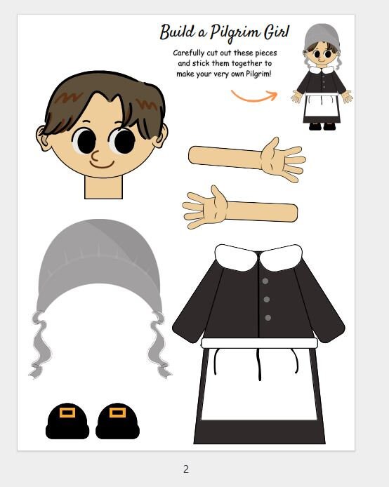 Build a Pilgrim Kids Crafts-festive Pilgrim Pdf - Etsy