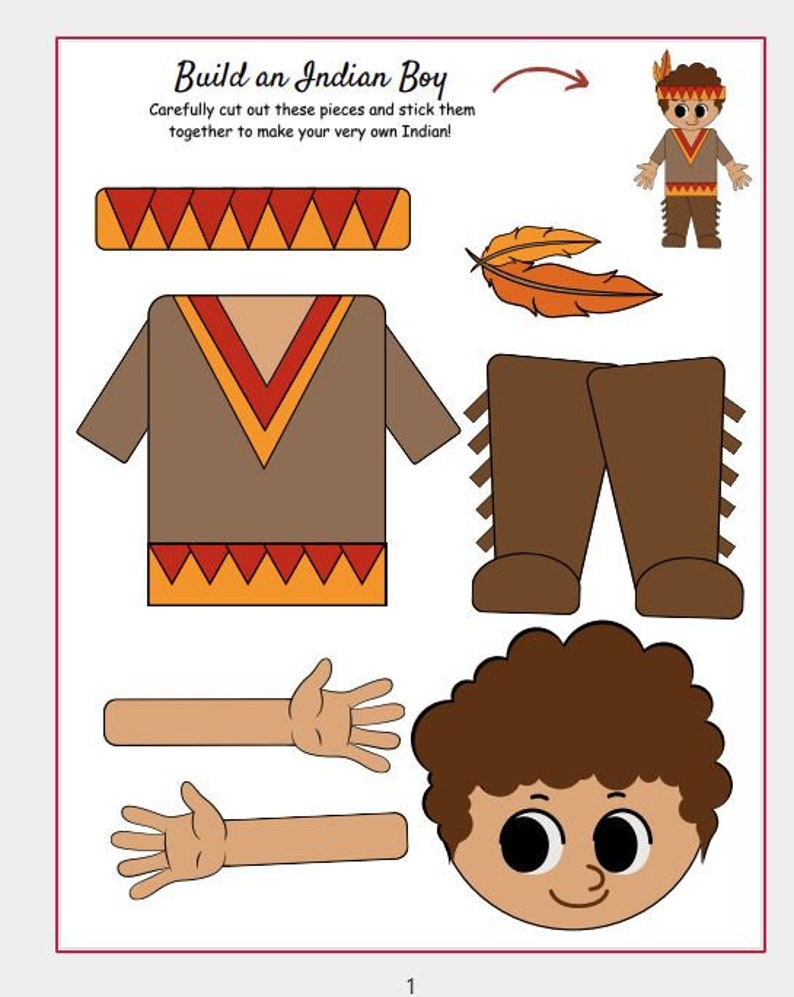 Build an Indian Craft for Kids Thanksgiving Indian Craft PDF - Etsy