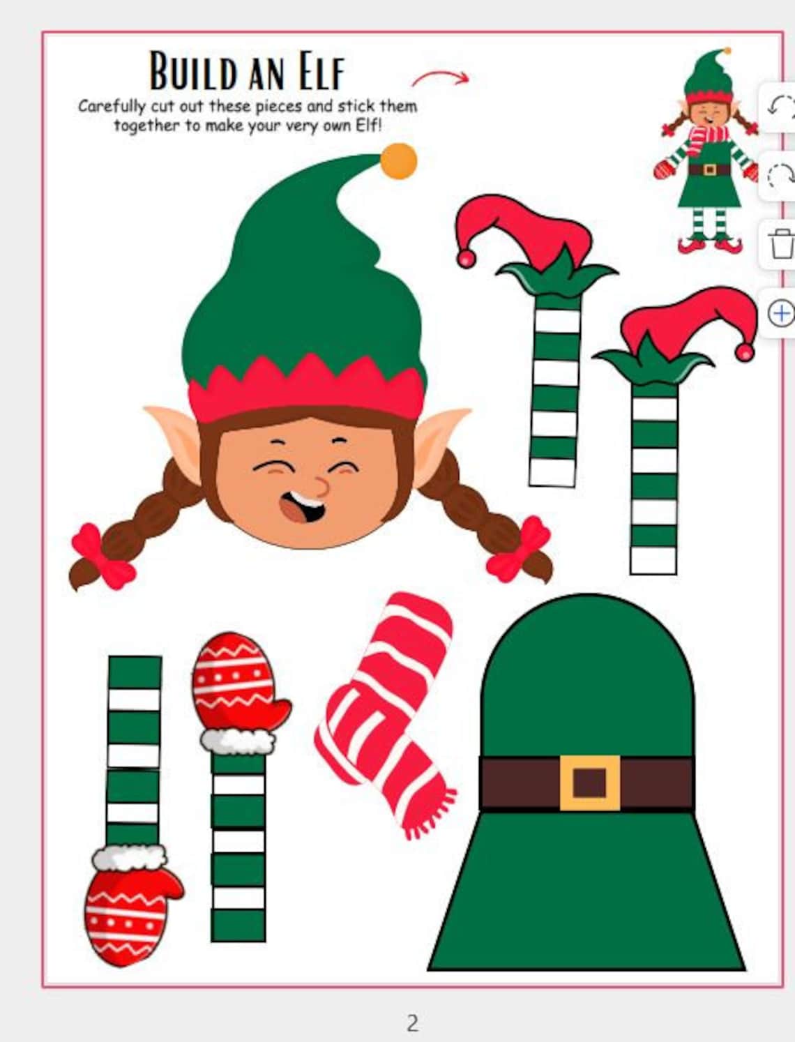 Printable Pdf Christmas Kids Elf Craft, Printable Build Two Elves Kids Printable Pdf Christmas Kids Elf Craft, Printable Build Two Elves Kids