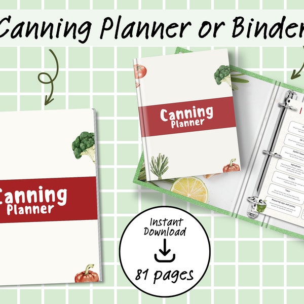 Printable Canning Planner-Canning Journal Printable-Food Preservation Planner-Homestead Preserving Binder Notebook-Canning Journal Insert