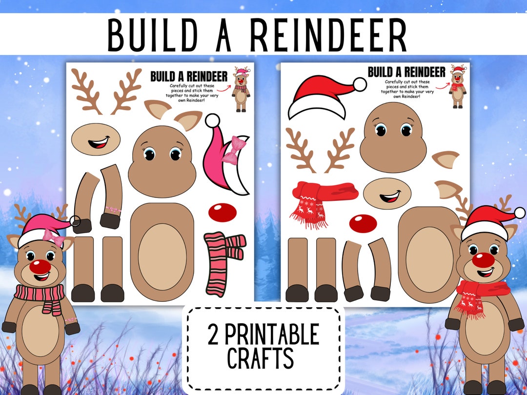 Build a Reindeer, Christmas Reindeer Paper Printable Crafts for Kids, Printable Pdf Christmas ...