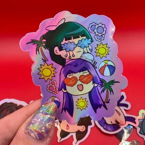 A. Dagboeken Strandtijd! Sticker cadeau - anime - chibi waterdichte holografische sticker voor waterflessen telefoons laptops vakantie