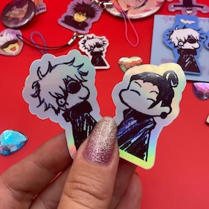 Jujutsu Chibi Anime JJK Goj0 Get0 Sticker Set Gift Holographic Waterproof for Water bottles Phones Tablets