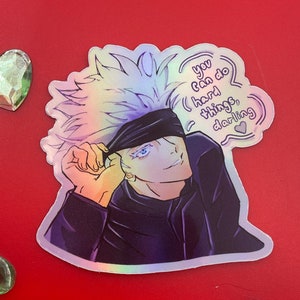 Jujutsu Anime JJK Goj0 Sticker motivant cadeau holographique étanche - Pour bouteilles d'eau, téléphones, tablettes, ordinateurs portables vacances