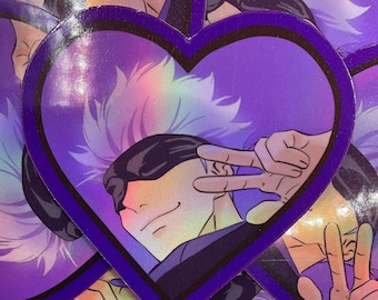 JJK Anime Heart Sticker: Waterproof Holographic Vinyl