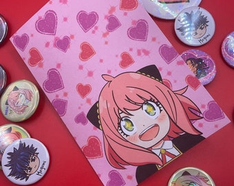 Spy Birthday Valentines Thank You Card Gift 5 x 7  or 4 x 6 Personalized For Her Anime Greeting CardHoliday