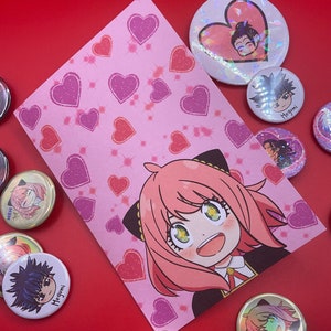 Cartão de agradecimento de aniversário de espião para namorados 5 x 7 ou 4 x 6 personalizado para ela cartão de felicitações de anime feriado