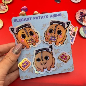 Paquete de pegatinas de anime CSM Devil Dog, regalo, holográfico, impermeable, botellas de agua, teléfonos, computadoras portátiles, vacaciones