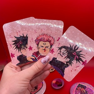 JJK Anime Heren Haarelastiekjes Photocard Mini Print Set Cadeau Holografische Harten