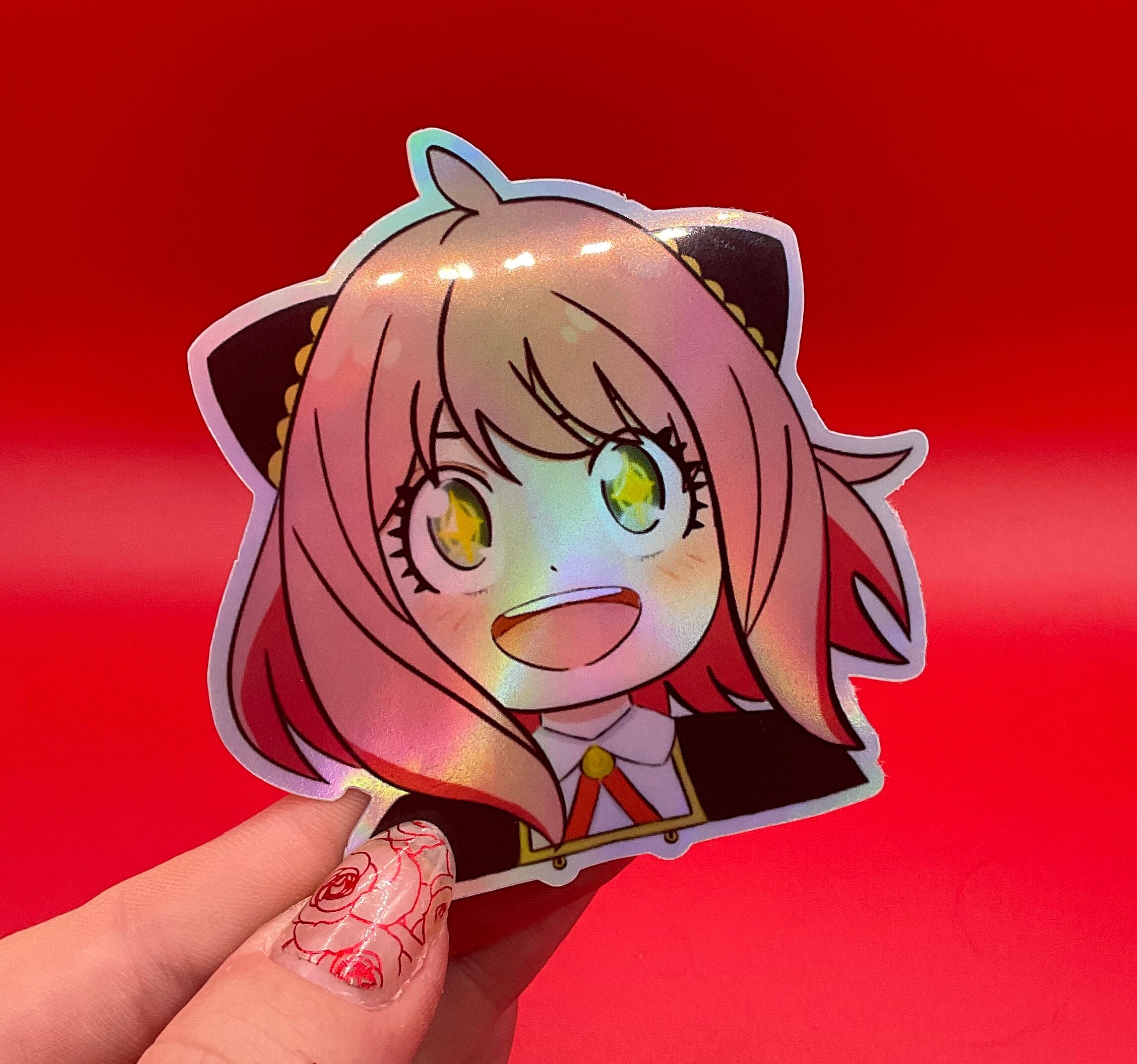 Handmade Anime Manga Videogame Cartoon Silly Anya Heh Face Scan Sticker Heh  Meme