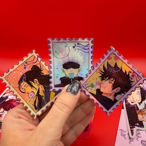 C'est l'heure du goûter ! Timbre autocollant Jujutsu Anime cadeau Chos0 Nanam1 Sukun@ Goj0 Get0 Megum1 holographique étanche pour bouteilles d'eau, téléphones, tablettes