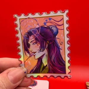 A. Diários Hora do lanche! Conjunto de presente de adesivos de anime Decalque holográfico à prova d'água para garrafas de água, telefones e laptops