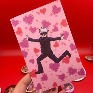 Tarjeta de felicitación de anime JJK, regalo de cumpleaños, San Valentín, 4 x 6 o 5 x 7, personalizada para ella, él, vacaciones