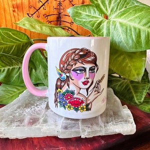 Virgo mug Goddess art Venus Art Spring Maiden Mercury mug Astrology art virgo gift Tattoo art Zodiac Digital art
