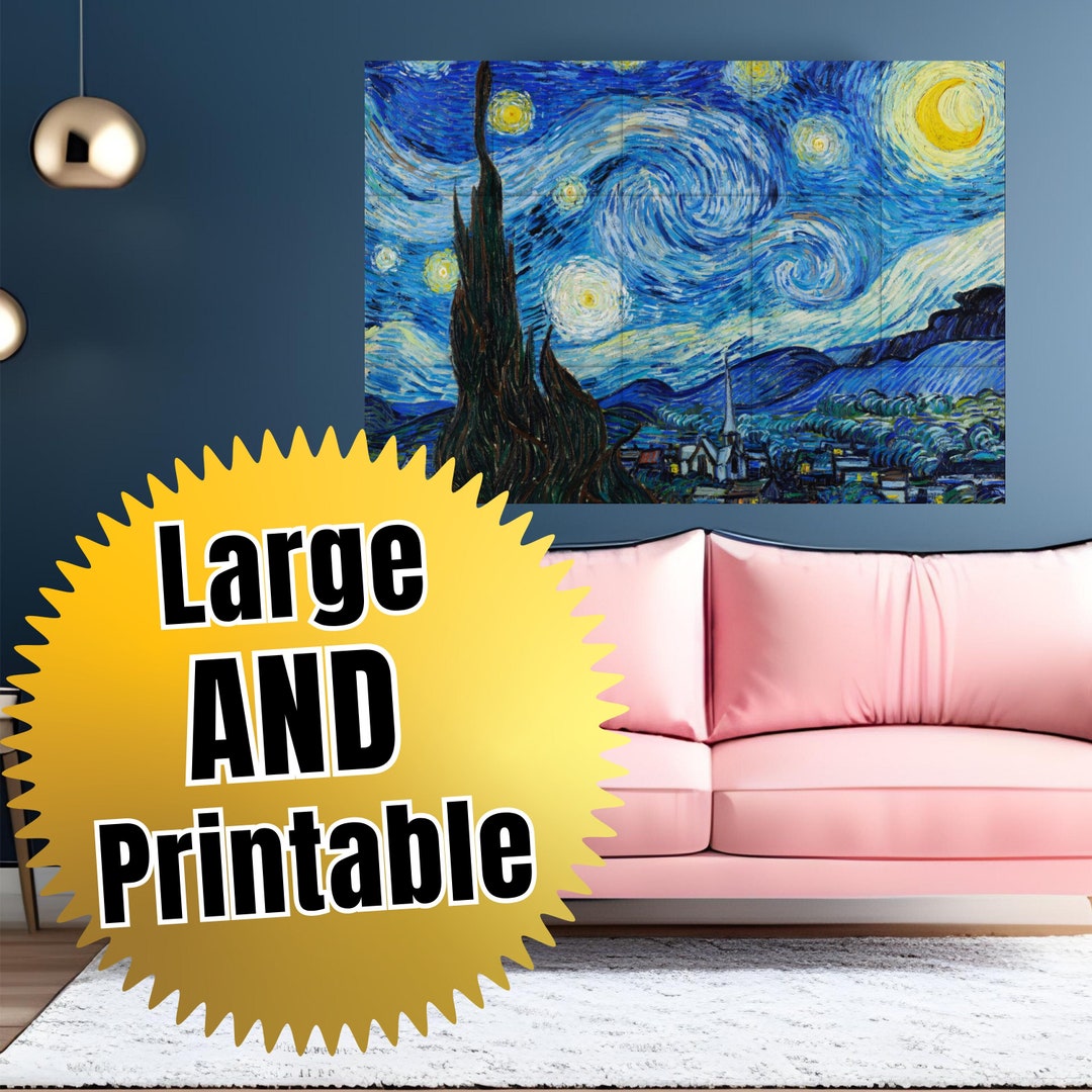 Large Printable Wall Art Starry Night Poster Vincent Van Gogh