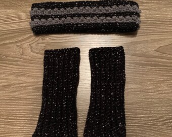 Fingerless gloves and ear warmers
