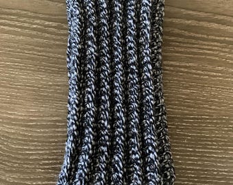 Guantes de crochet sin dedos con brillo negro