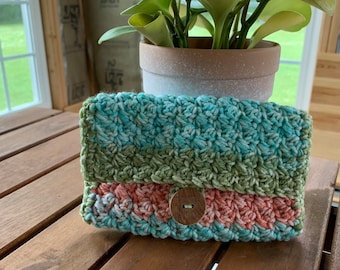 Cartera multicolor (verde, azul y rosa)